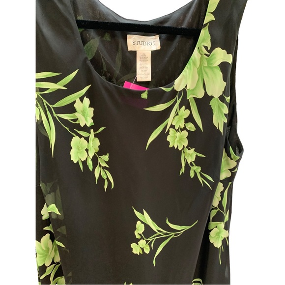 Plus Size Studio I Black/Green Floral Flowing Sleeveless Maxi Dress Size 22W - Picture 6 of 7